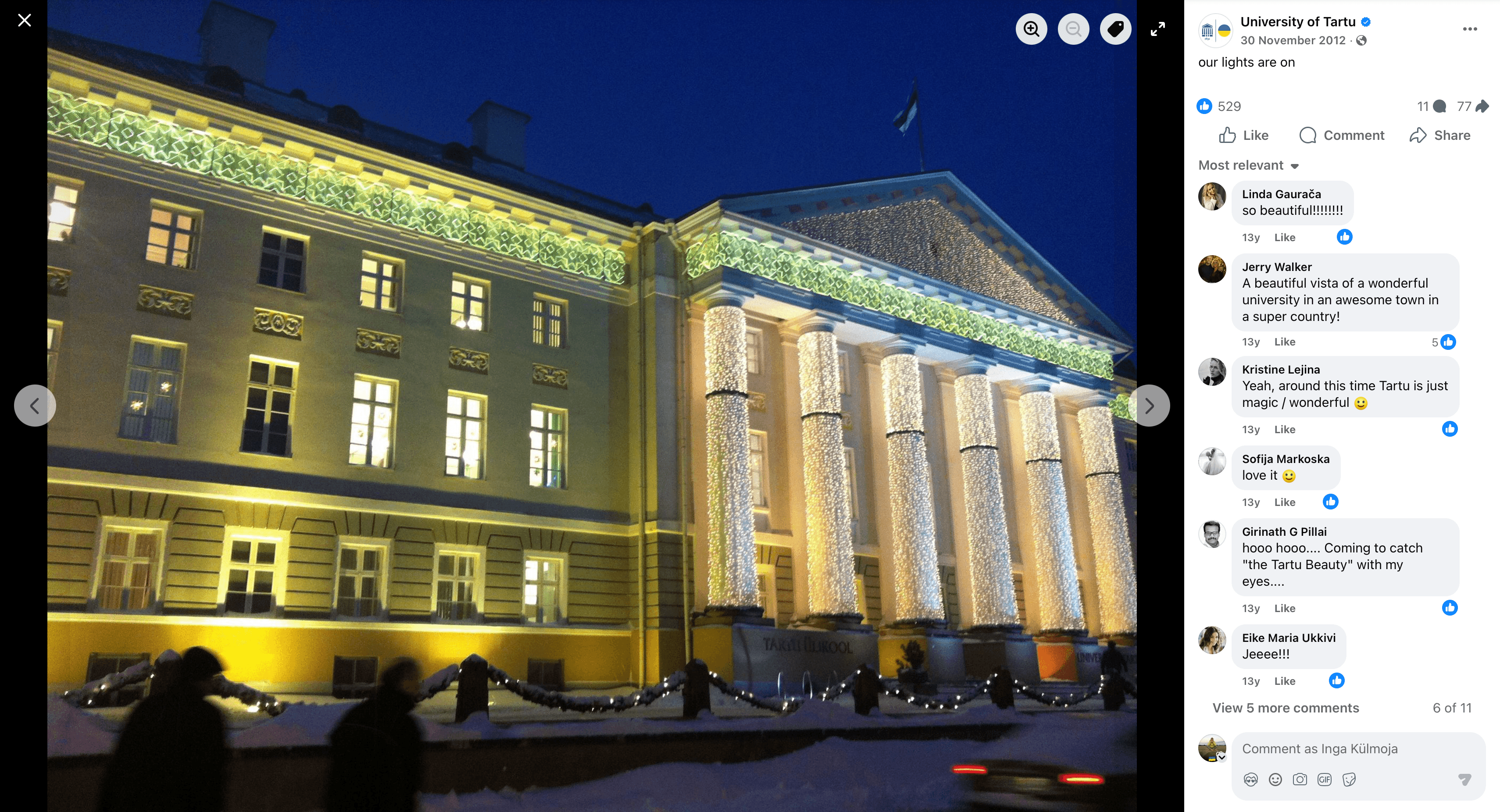 Tartu Ülikooli Facebooki postituse eelvaade