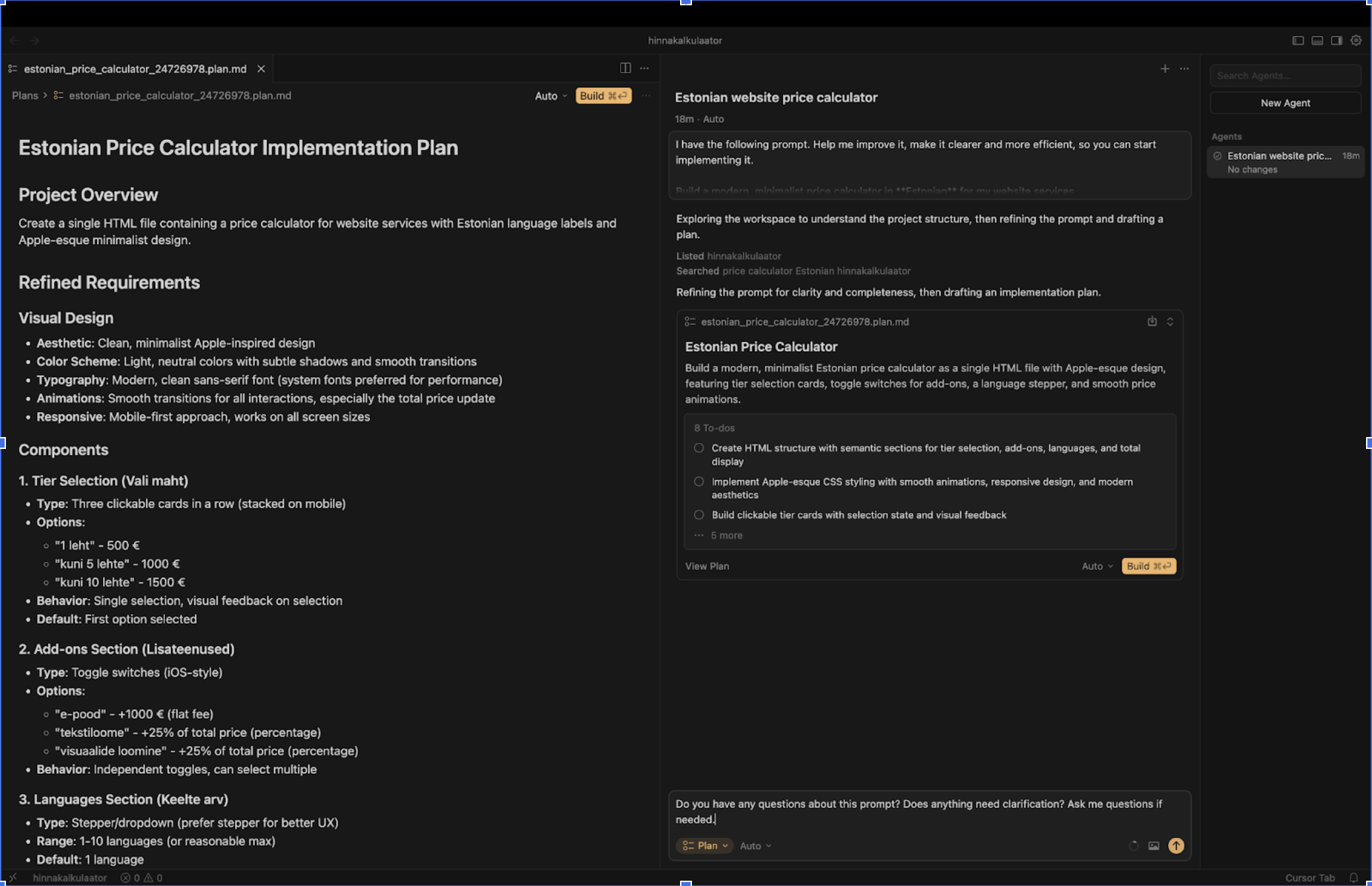 Vestlus Cursori planeerimisrežiimis